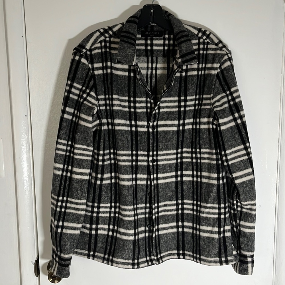 Men's Black and White Plaid Shirt